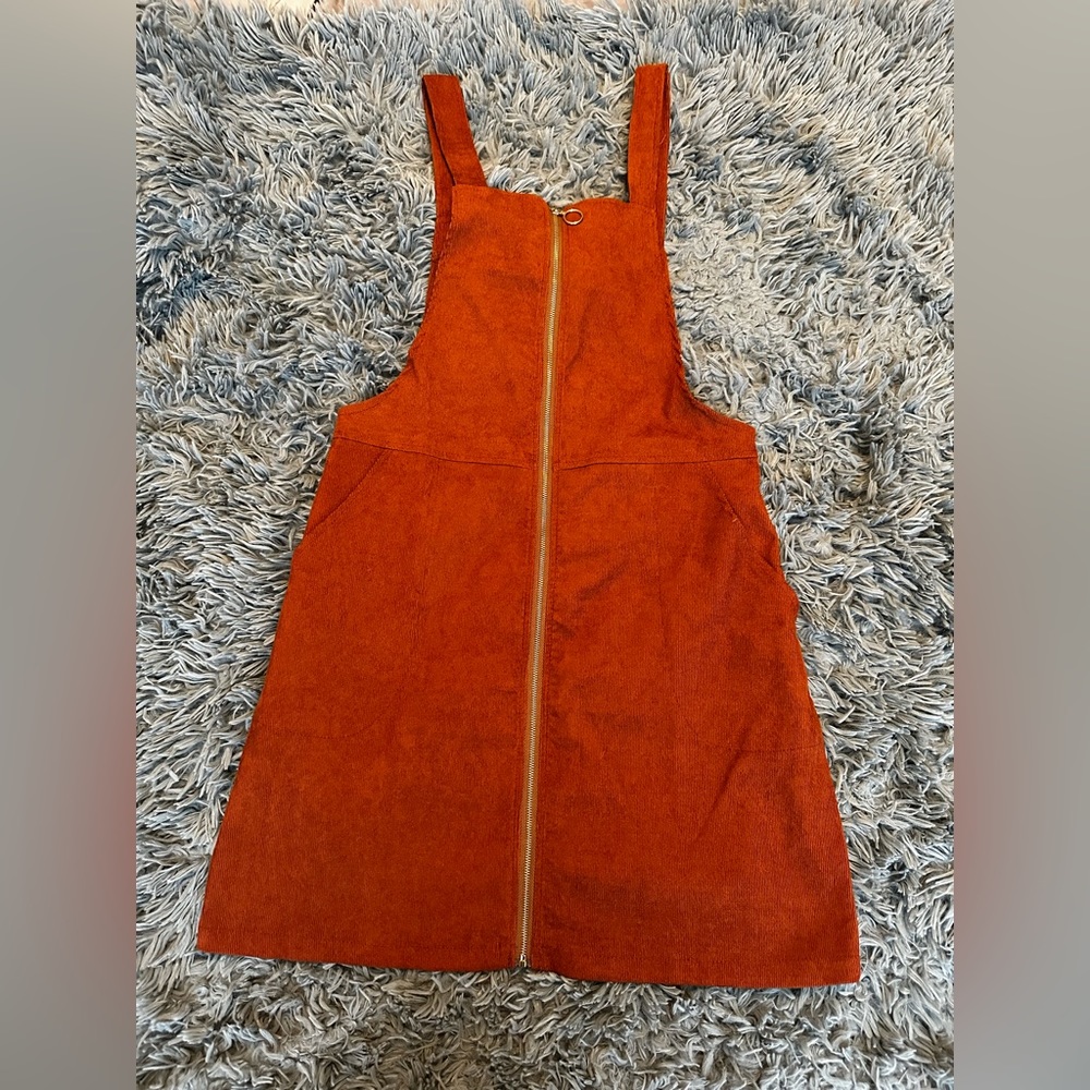 SHEIN LUNE Corduroy O-Ring Zipper Mini Overall Dress